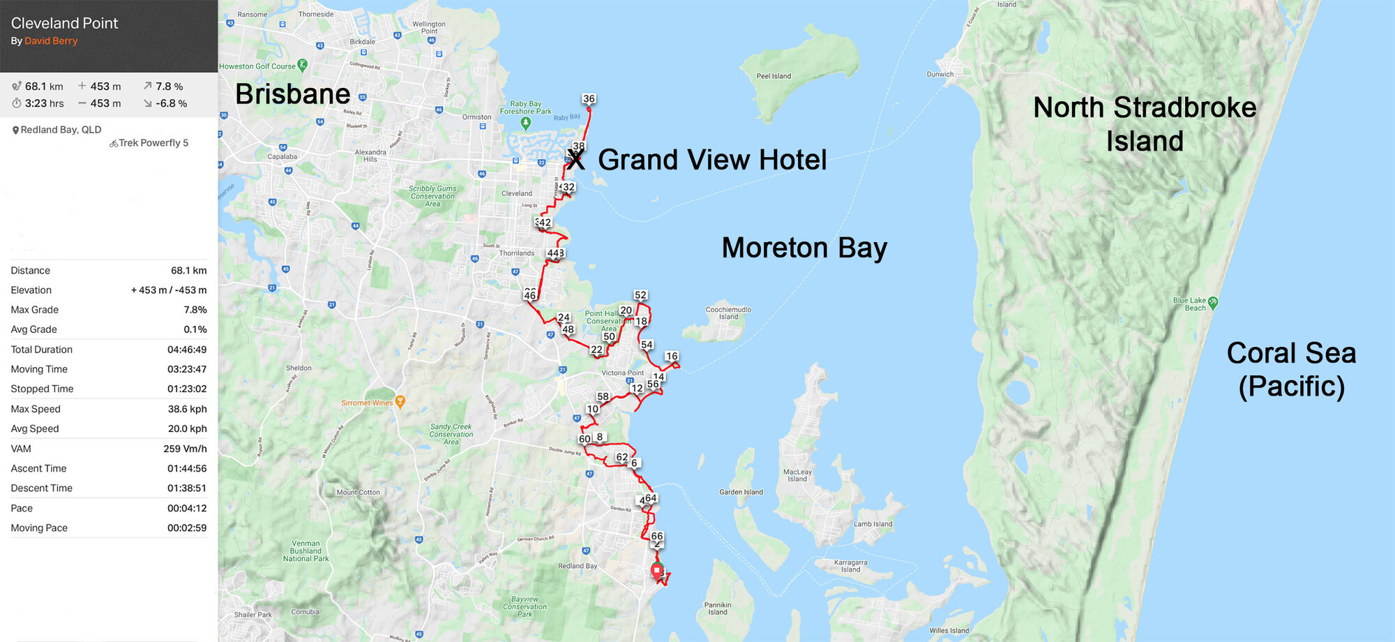 Map : Moreton Bay Cycleway : Southern Section