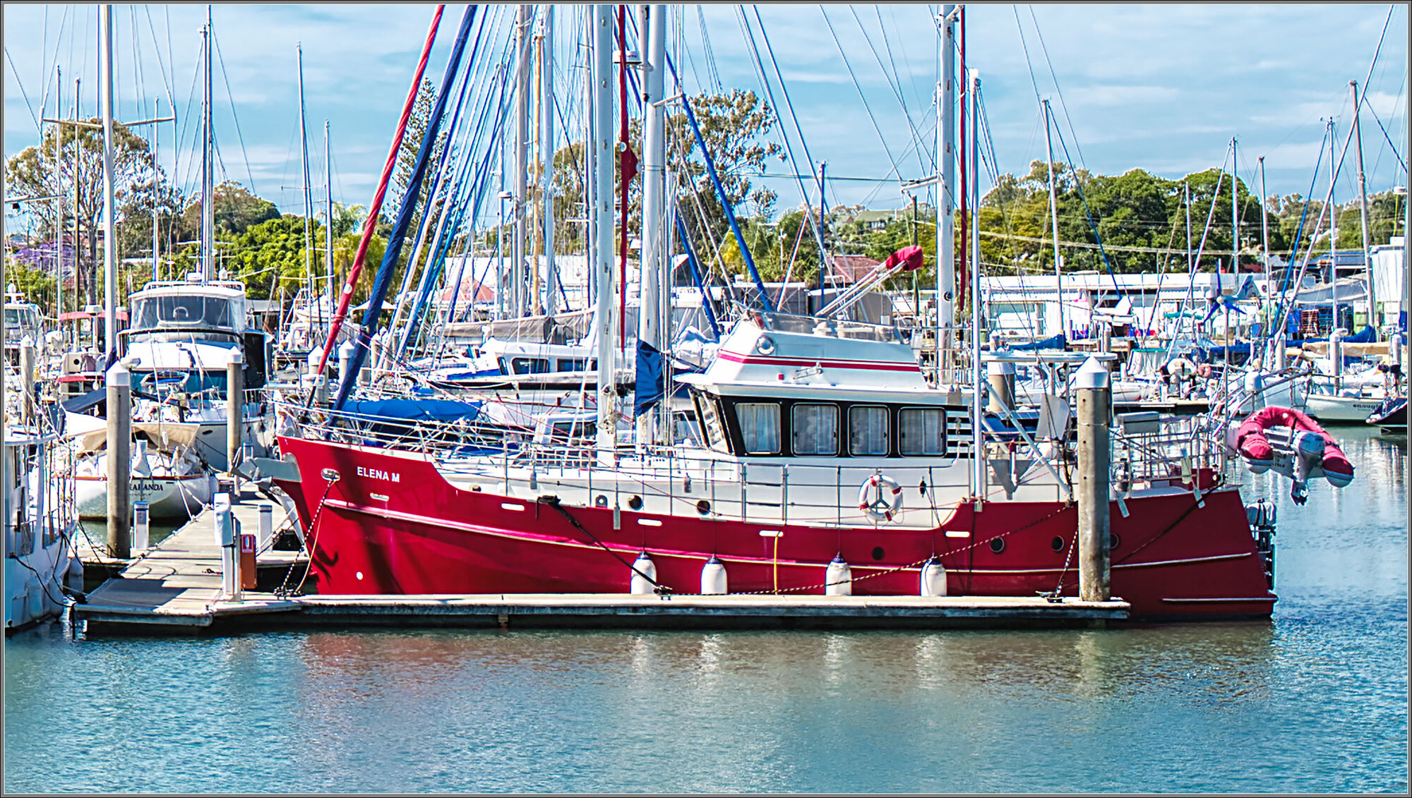 Elena M, motor sailer in Scarborough Boat Harbour