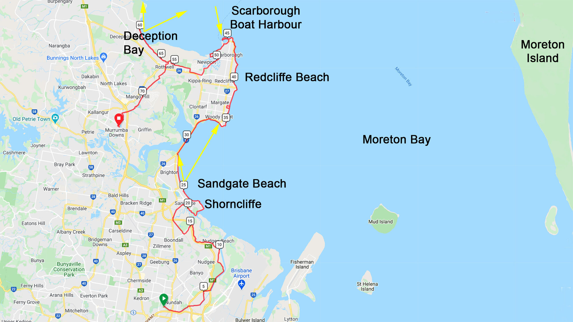 2020-10-08 : Moreton Bay Cycleway : map