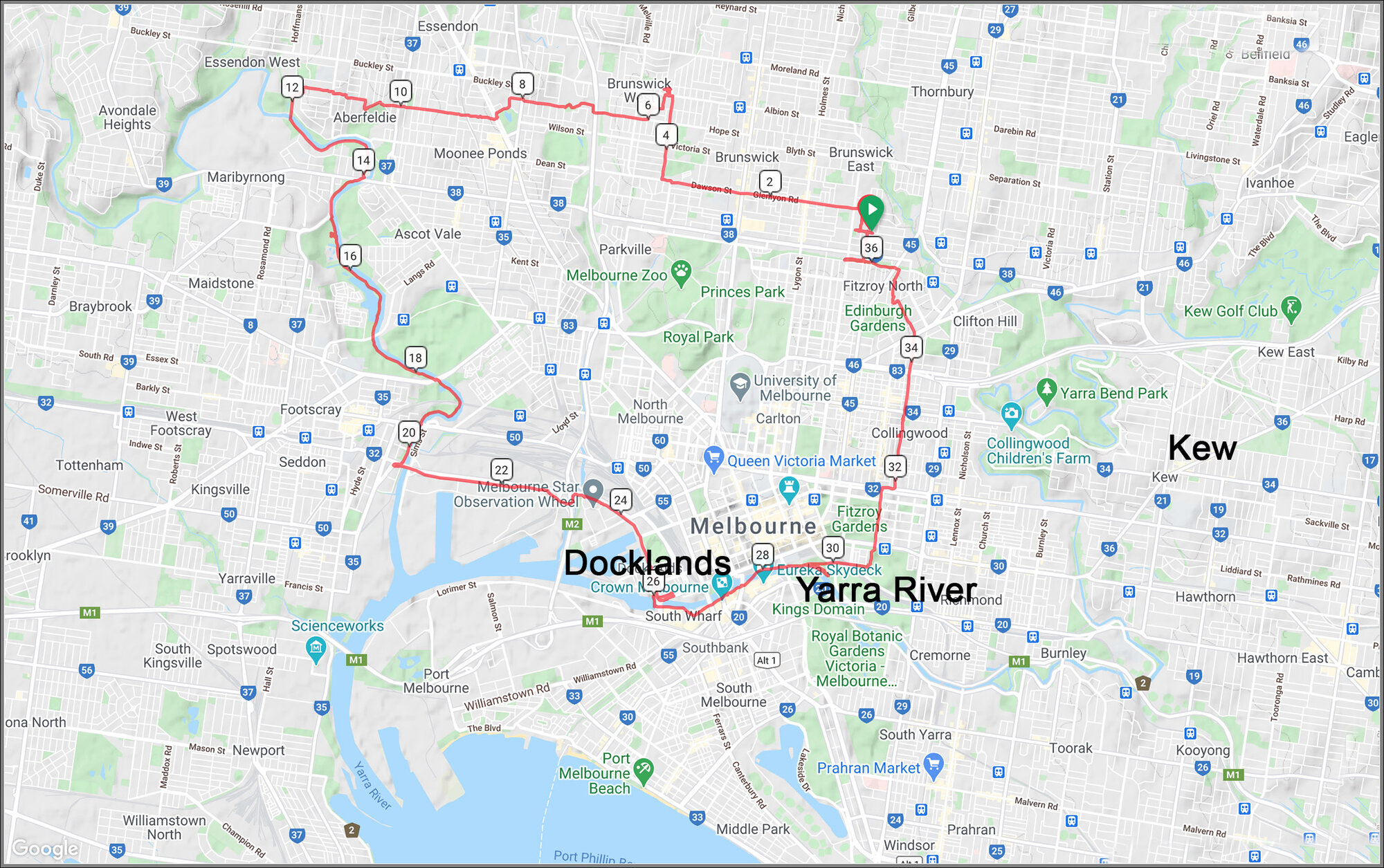 Map : Bike Ride in Melbourne