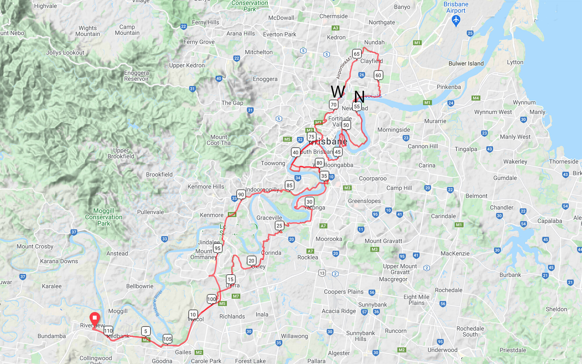 Ride with GPS : Wacol to Nundah & Return