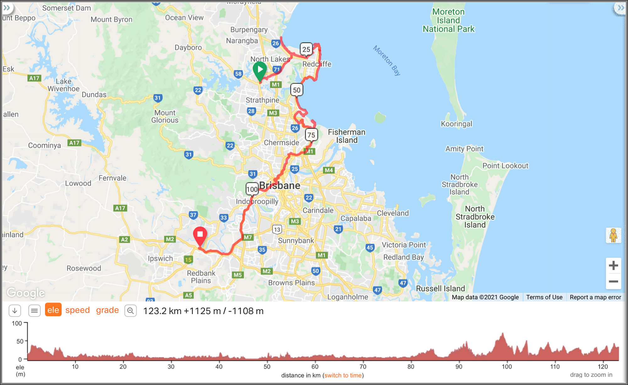 Petrie to Riverview — Map