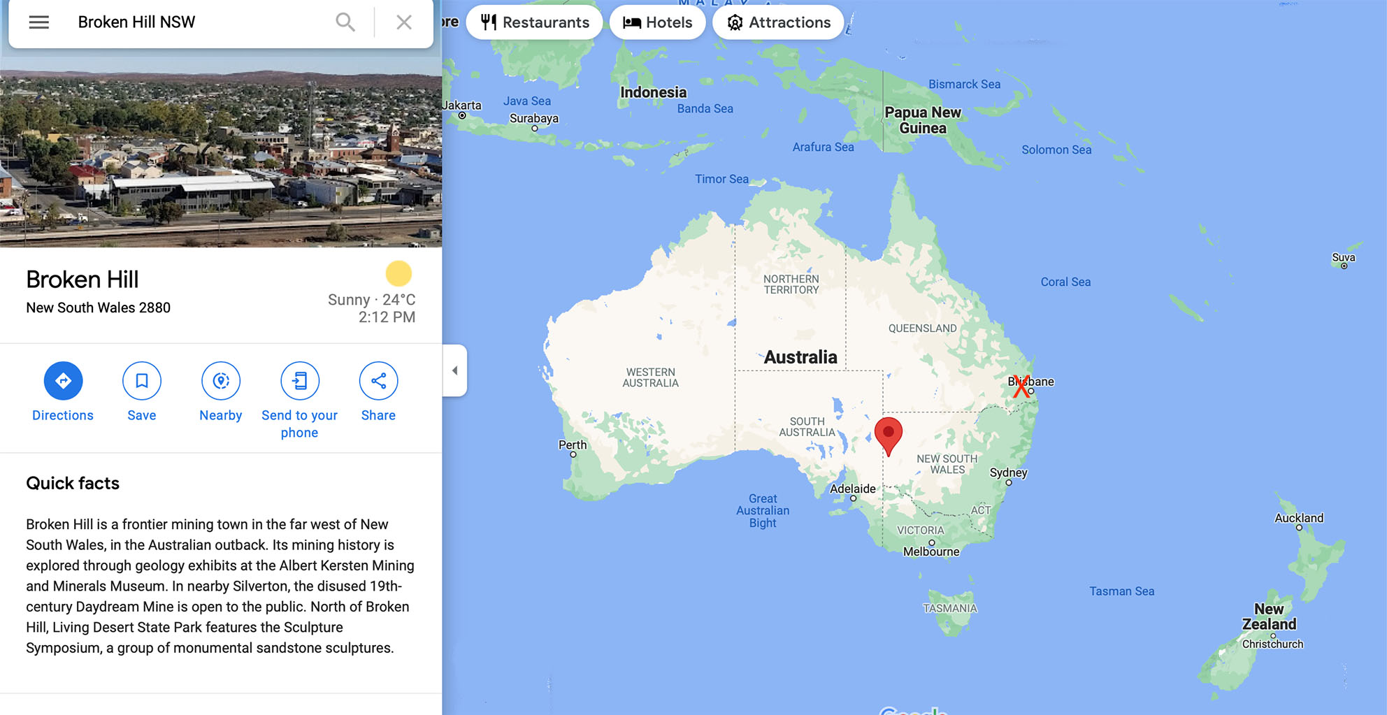 Location of Broken Hill