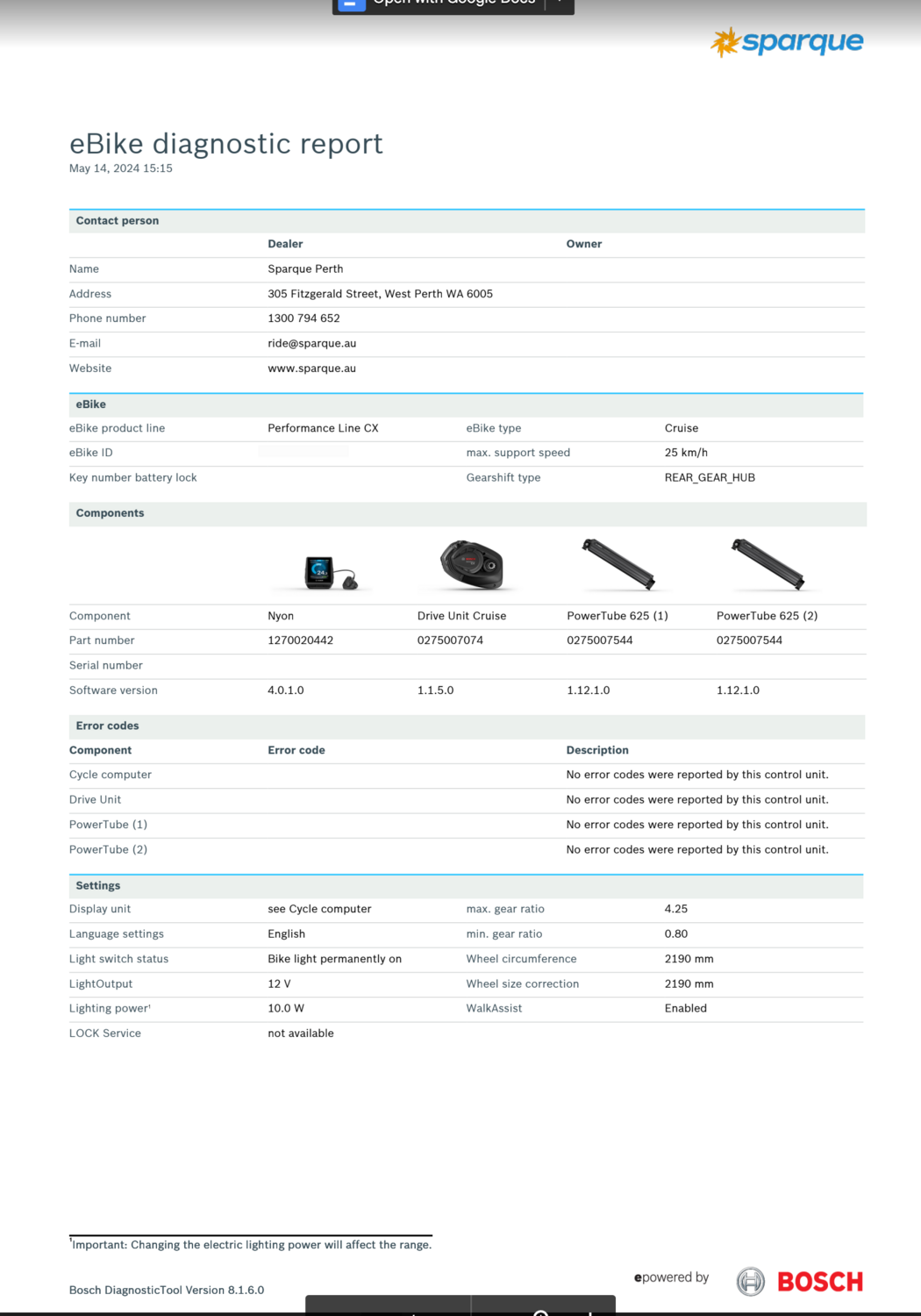 ebike Diagnostic Report 15 May 2024 Page 1.png