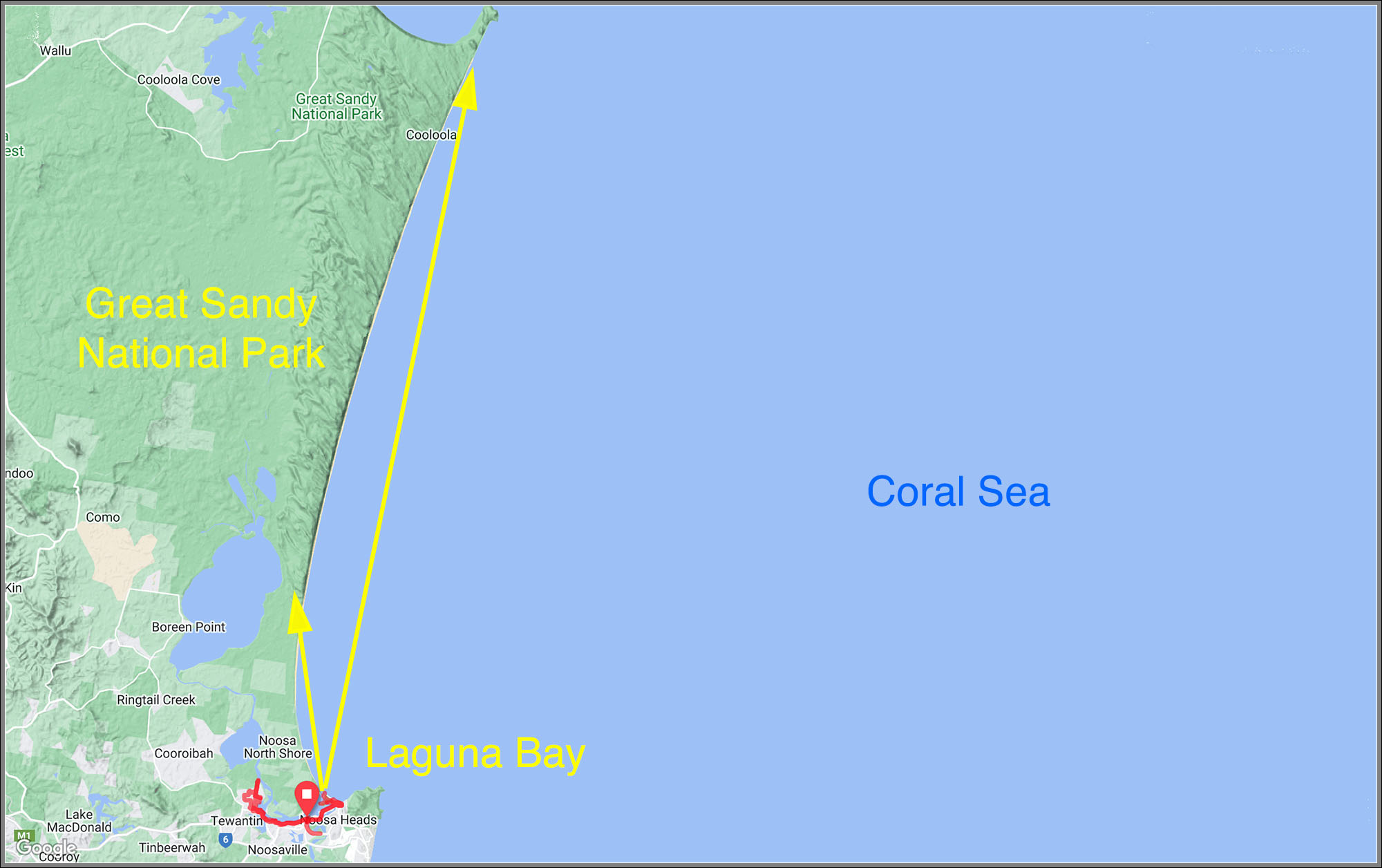 Map: Laguna Bay & Great Sandy NP