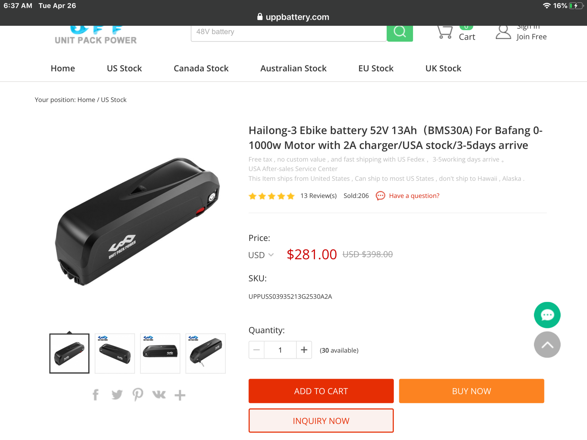 Hailong-3 Ebike battery 52V 13Ah（BMS30A) Chinese2500 Cells For Bafang Motor with 2A chargerUSA...png