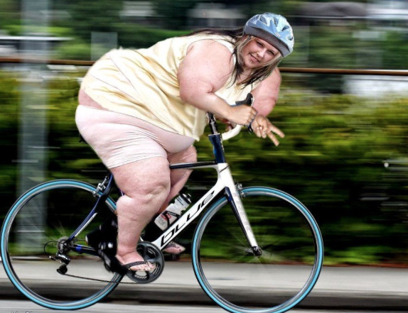 Fat lady outlet riding a bike